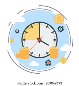 Time is money, time management, business planning flat design style vector concept illustration