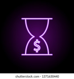 time is money neon icon. Elements of finance and chart set. Simple icon for websites, web design, mobile app, info graphics