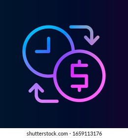 El tiempo es el dinero icono nolan. Línea delgada simple, vector de esquema de iconos de administración de proyectos para ui y ux, sitio web o aplicación móvil