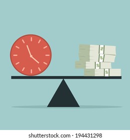 Time And Money On The Scale. Money Concept