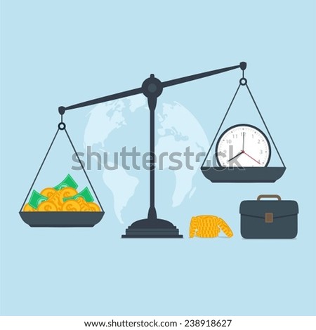 Time and money on scales, business success