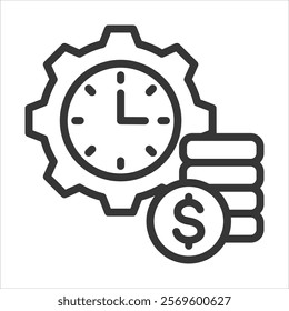 Time Is Money Outline Icon Vector Illustration