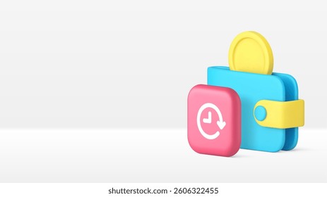 Time is money payment salary investment loan mortgage banking control banner copy space vector illustration. Periodically financial pay commercial business economy control budget measurement