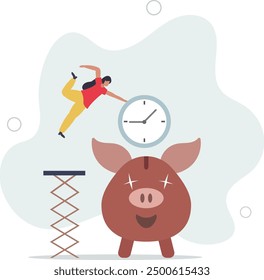 Time is money, people pay money to buy time that most important for success in financial goals concept.flat design with people.