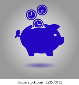 Time is money piggy bank icon.