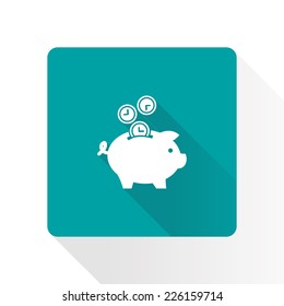 Time is money piggy bank icon.
