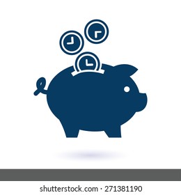 Time is money piggy bank icon.