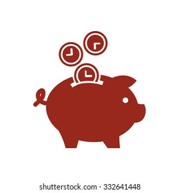 Time is money piggy bank icon.