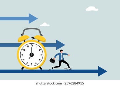 Time is money and race against time concept with businesspeople trying to outrun time.