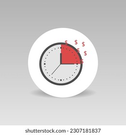Time is money round vector icon Flat design