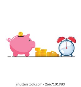 Concepto de ahorro de tiempo y dinero Diseño de Vector
