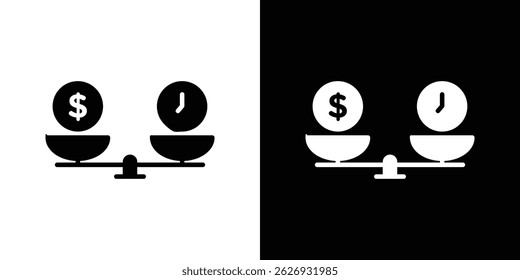 Concepto de icono de escala de tiempo y dinero, Ilustración vectorial