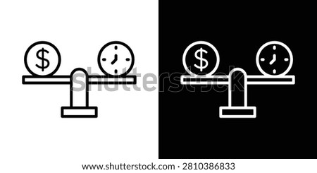 Time and money scale icon line art vector..