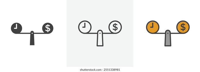 Time and money scale icon pack. Vector illustration. EPS10