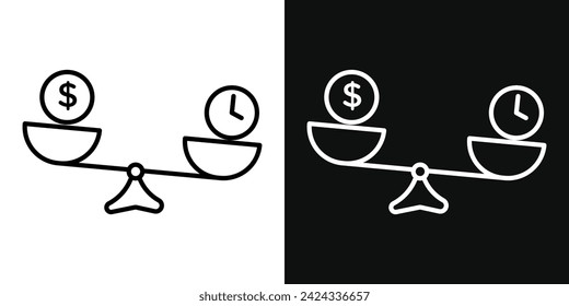 Time and Money Scale Icon Set. Vector Illustration