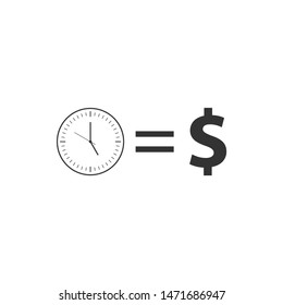 Time is money sign icon isolated. Money is time. Effective time management. Convert time to money. Flat design. Vector Illustration