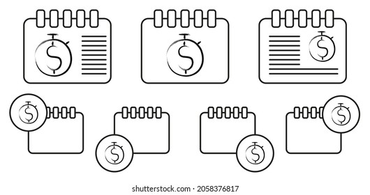 Time Is Money Sketch Style Vector Icon In Calender Set Illustration For Ui And Ux, Website Or Mobile Application