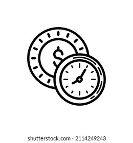 Time is money thin line icon: clock and dollar sign. Modern vector illustration.