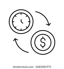  Time Is Money thinline icon , vector, pixel perfect, illustrator file 