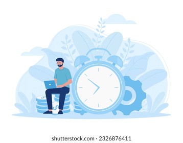 El tiempo es la tendencia del dinero concepto de ilustración plana