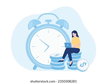 Time is money trending concept flat illustration