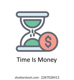 Time Is Money  Vector  Fill outline Icons. Simple stock illustration stock