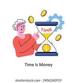 Zeit ist Geld, Vektorgrafik gefüllt Umriss Design-Illustration. Symbol auf weißem Hintergrund EPS10-Datei  