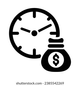 Time Is Money Vector Glyph Icon For Personal And Commercial Use.
