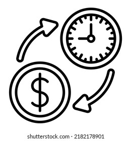 Zeit ist Geld, Vektorsymbol. Kann für Druck-, Mobil- und Web-Anwendungen verwendet werden.
