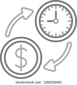 El tiempo es el icono del vector del dinero. Se puede usar para imprimir, móviles y aplicaciones web.