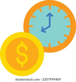 Zeit ist Geld, Vektorsymbol. Kann für Druck-, Mobil- und Web-Anwendungen verwendet werden.
