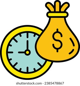 Zeit ist Geld, Vektorsymbol. Kann für Druck-, Mobil- und Web-Anwendungen verwendet werden.