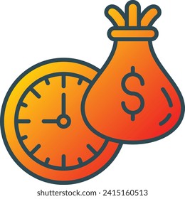 El tiempo es el icono del vector del dinero. Se puede usar para imprimir, móviles y aplicaciones web.