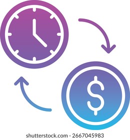 El tiempo es el icono del Vector de dinero. Se puede utilizar para aplicaciones de impresión, móviles y de Web.