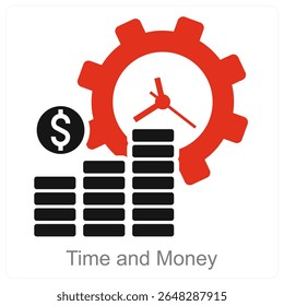 Time and Money vector icon concept design