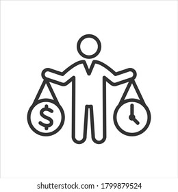 Time and money vector icon on white background