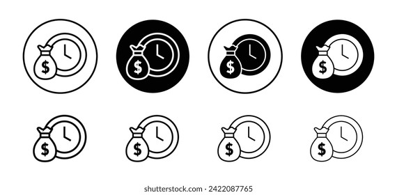 Time is money vector icon set collection. Time is money Outline flat Icon.