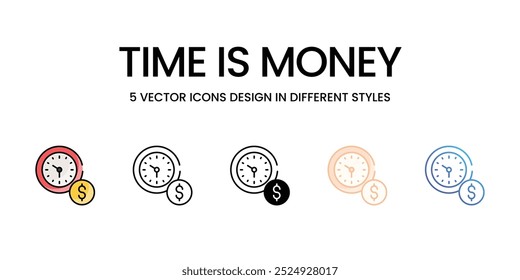 Time is Money vector icons set ready to use stock illustration