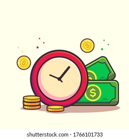 Time money vector illustration. flat cartoon style