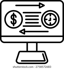 Time Is Money Vector Line Icon Style