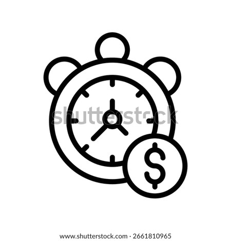 Time Is Money Vector Outline Icon. EPS 10 File