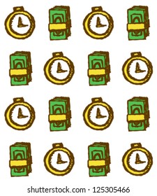 Time its a money, vector seamless background