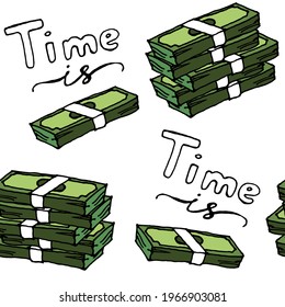 Time is money vector seamless pattern dresign