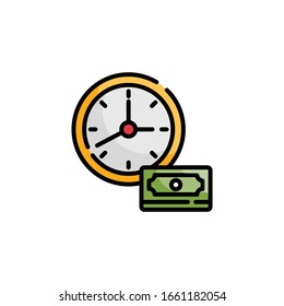 Time is money Vector Style illustration. Business and Finance Filled Outline Icon.
