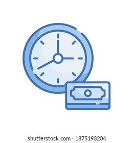  El tiempo es la ilustración de Vector Style de dinero. Icono de esquema rellenado por negocios y finanzas. Archivo EPS 10