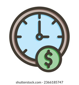 Time Is Money Vector Thick Line Filled Colors Icon For Personal And Commercial Use.
