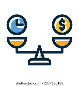 Zeit ist Geld-Vektordick-Linie gefüllt dunkle Farben Symbole für die persönliche und kommerzielle Nutzung.
