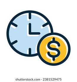 Time Is Money Vector Thick Line Filled Dark Colors Icons For Personal And Commercial Use.
