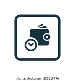 time is money, wallet with watch icon Rounded squares button, on white background 