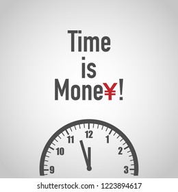 Time is money. Yen Sign with Clock.